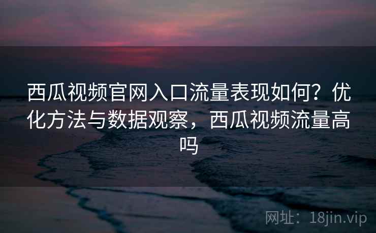西瓜视频官网入口流量表现如何？优化方法与数据观察，西瓜视频流量高吗