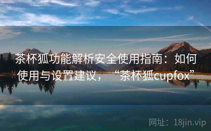 茶杯狐功能解析安全使用指南：如何使用与设置建议，“茶杯狐cupfox”