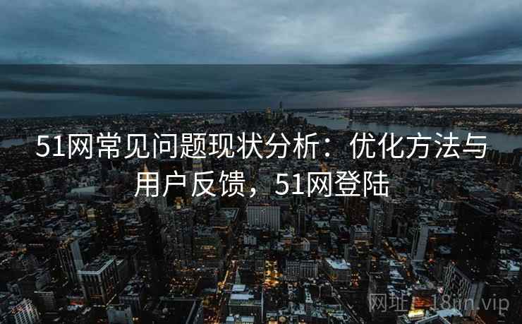 51网常见问题现状分析:优化方法与用户反馈,51网登陆 51网常见问题现状分析:优化方法与用户反馈,51网登陆