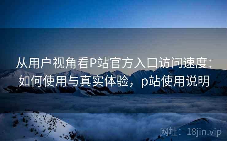 从用户视角看P站官方入口访问速度：如何使用与真实体验，p站使用说明